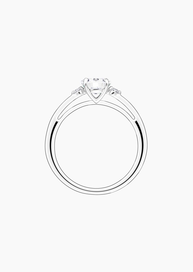 Bague Juliette en or blanc, diamant ovale et diamants - Maison Lepage joaillier créateur français 1922