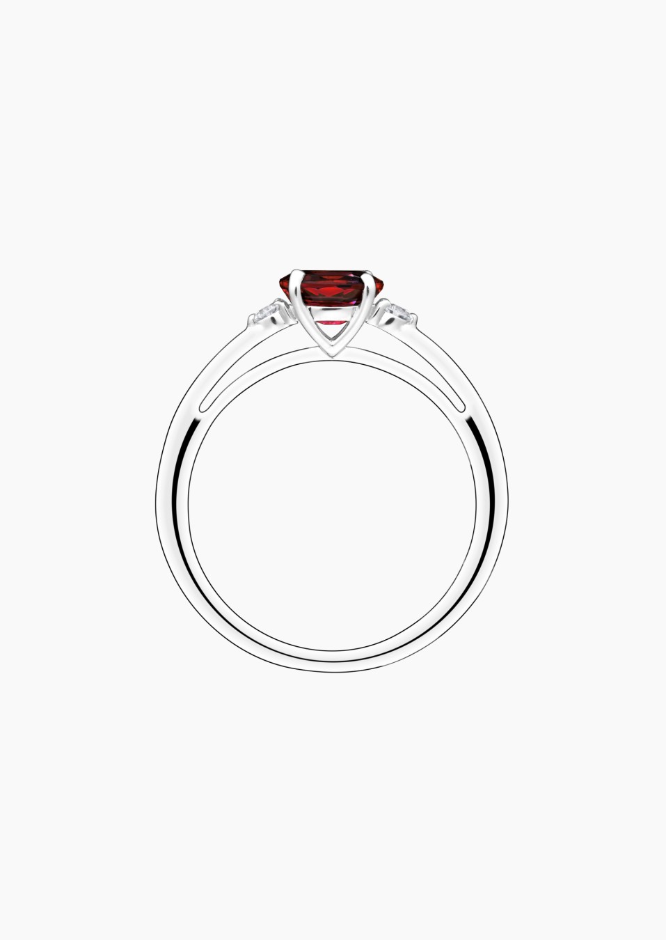 Bague Juliette en or blanc, rubis ovale et diamants - Maison Lepage joaillier créateur français 1922