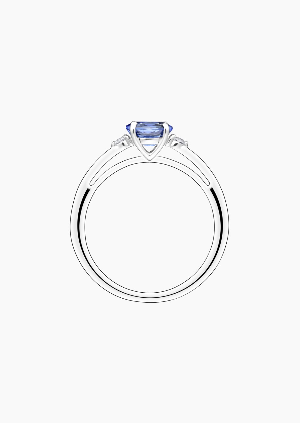 Juliette ring in white gold, oval blue sapphire and diamonds – Maison Lepage, French jeweler and designer since 1922.