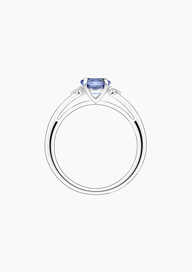 Juliette ring in white gold, oval blue sapphire and diamonds – Maison Lepage, French jeweler and designer since 1922.