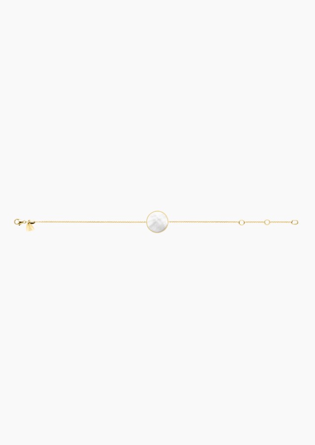 Colette Lune Perlée bracelet in 18k yellow gold with white mother-of-pearl – Maison Lepage, French jeweler and designer since 19