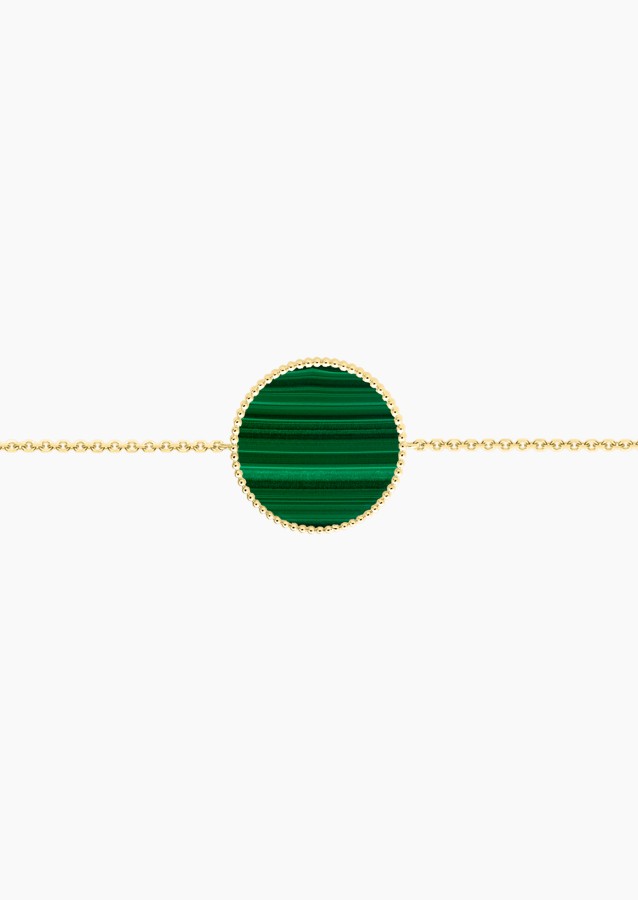 Bracelet Colette Lune Perlée en or jaune et malachite - Maison Lepage joaillier créateur français 1922