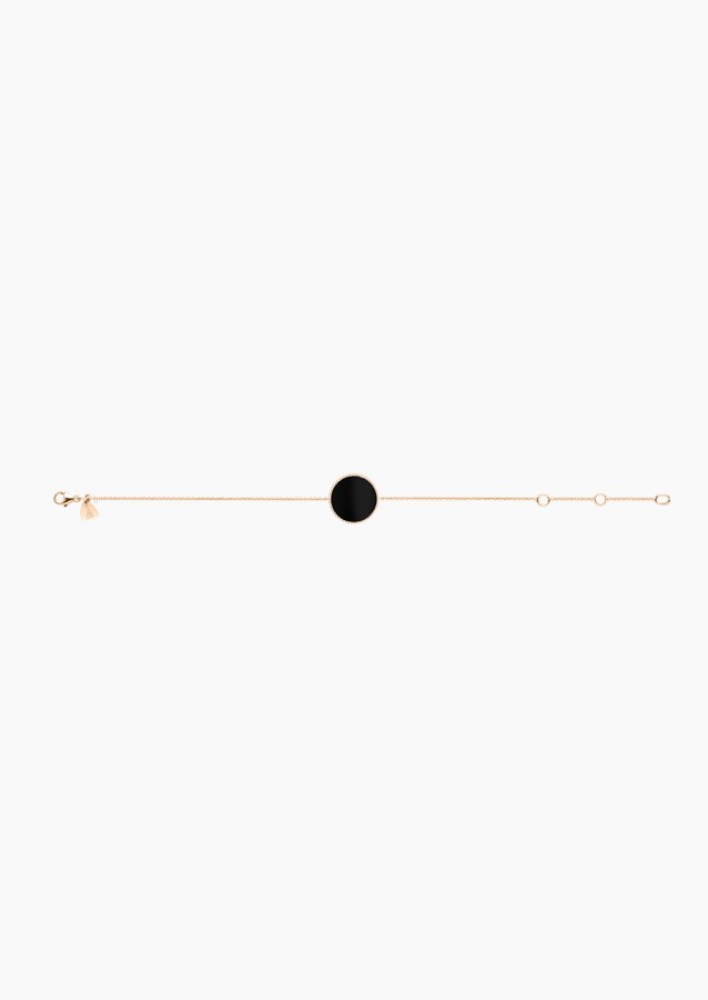 Bracelet Colette Lune Perlée en or rose et onyx - Maison Lepage joaillier créateur français 1922