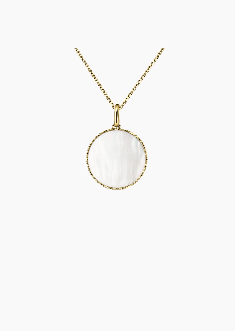 Colette Lune Perlée 15 mm medal in yellow gold with white mother-of-pearl – Maison Lepage, French jeweler and designer since 192