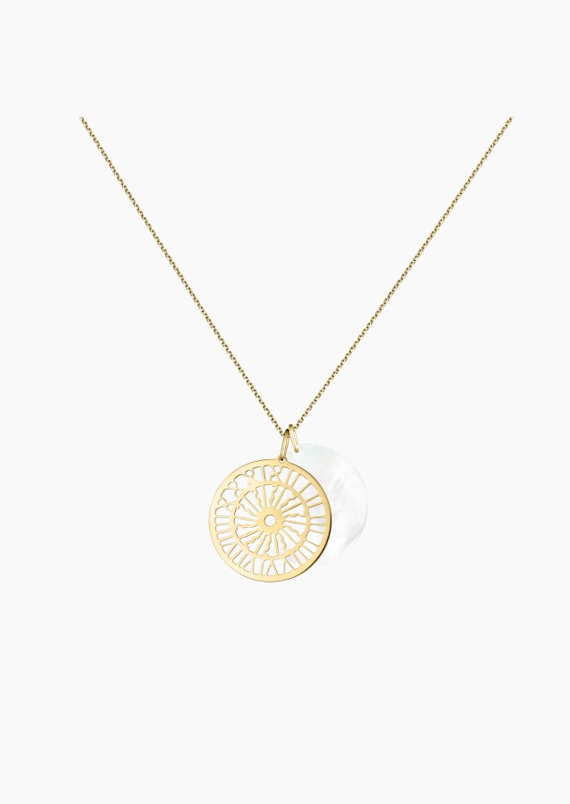 Colette Notre Dame 22 mm pendant in yellow gold with white mother-of-pearl – Maison Lepage, French jeweler and designer since 19