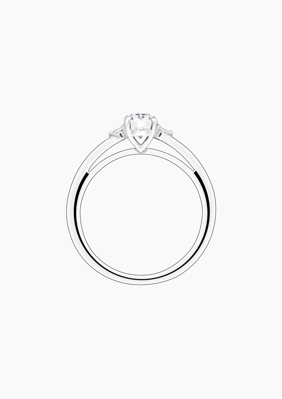 Roméo ring in white gold, oval diamond and diamonds – Maison Lepage, French jeweler and designer since 1922.