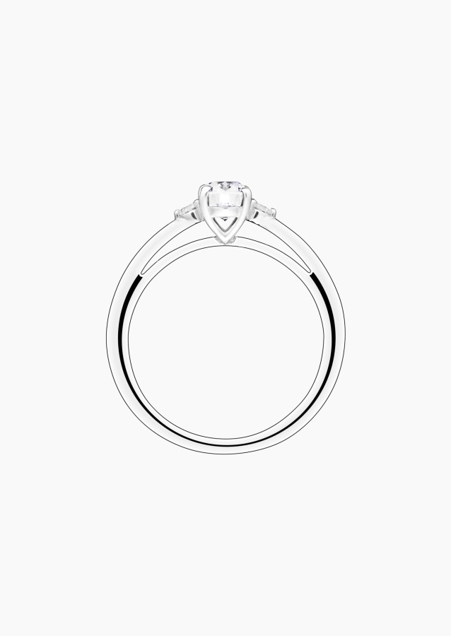 Roméo ring in white gold, oval diamond and diamonds – Maison Lepage, French jeweler and designer since 1922.
