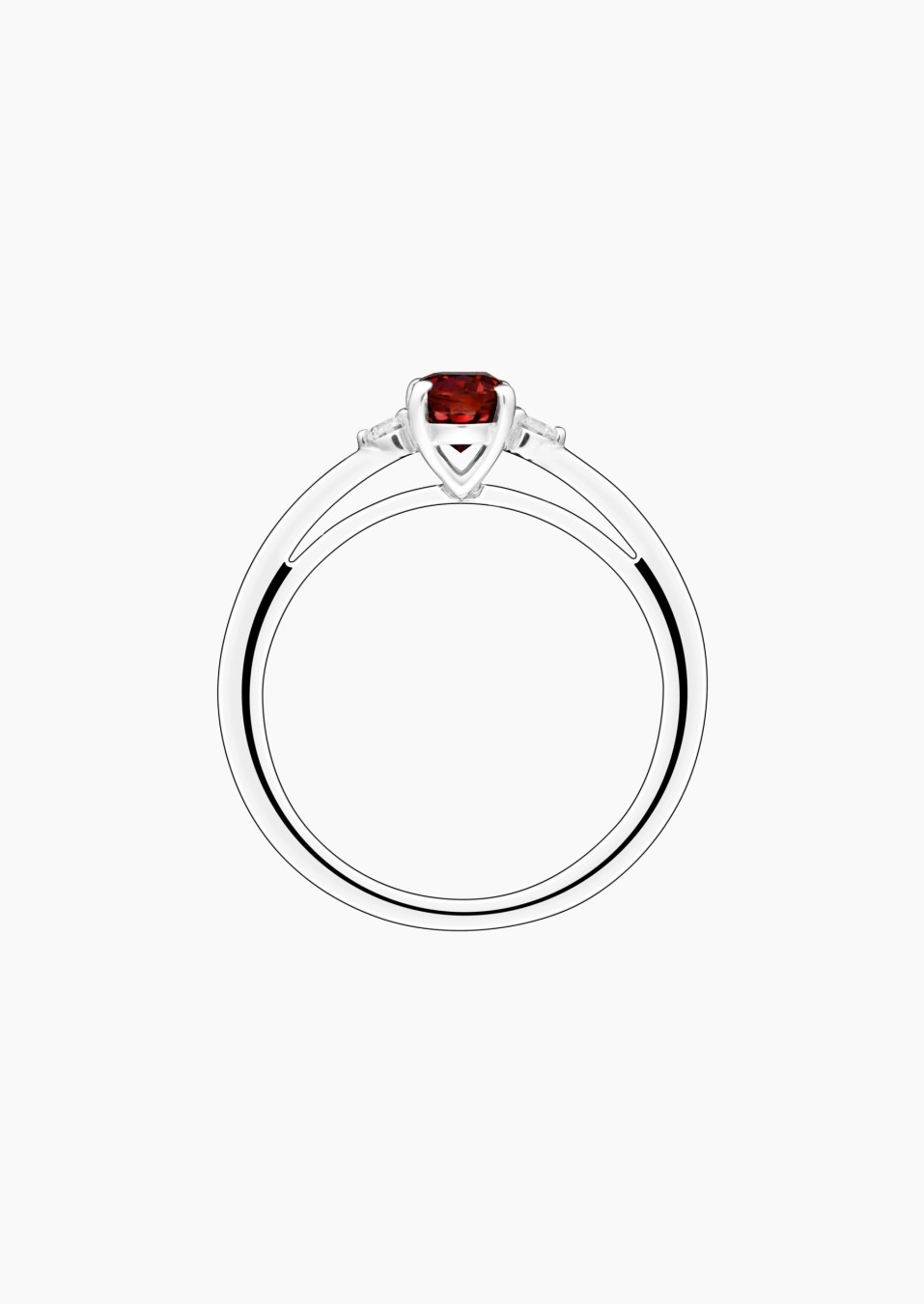 Roméo ring in white gold, oval ruby and diamonds – Maison Lepage, French jeweler and designer since 1922.