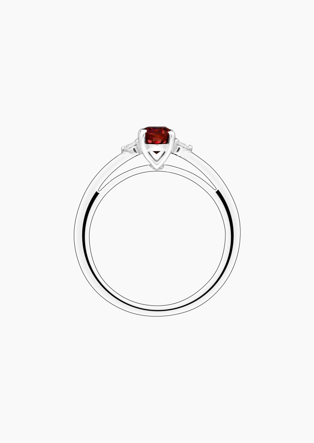Roméo ring in white gold, oval ruby and diamonds – Maison Lepage, French jeweler and designer since 1922.