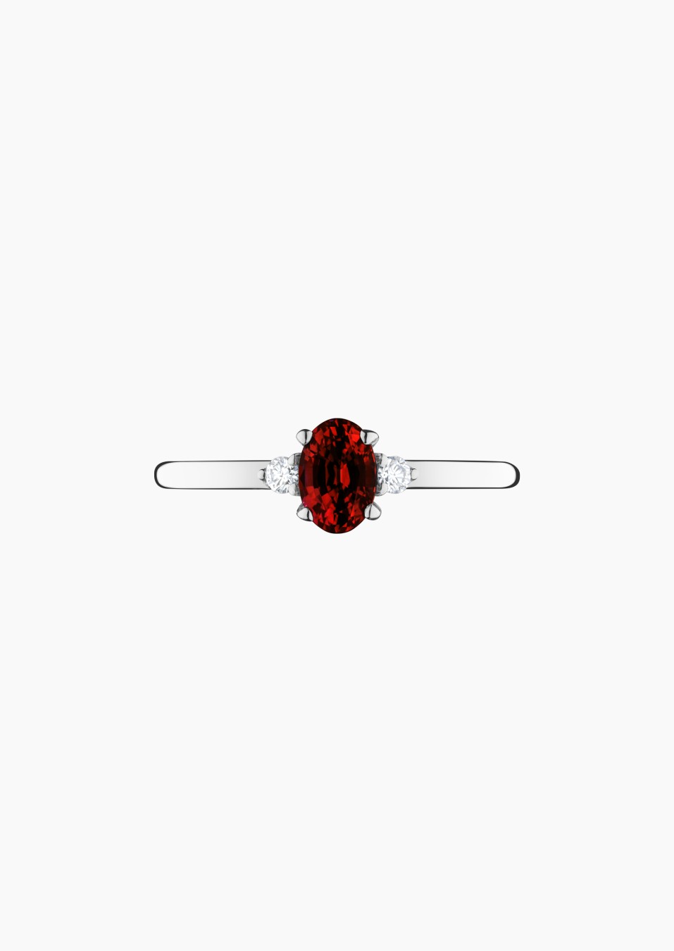 Roméo ring in white gold, oval ruby and diamonds – Maison Lepage, French jeweler and designer since 1922.