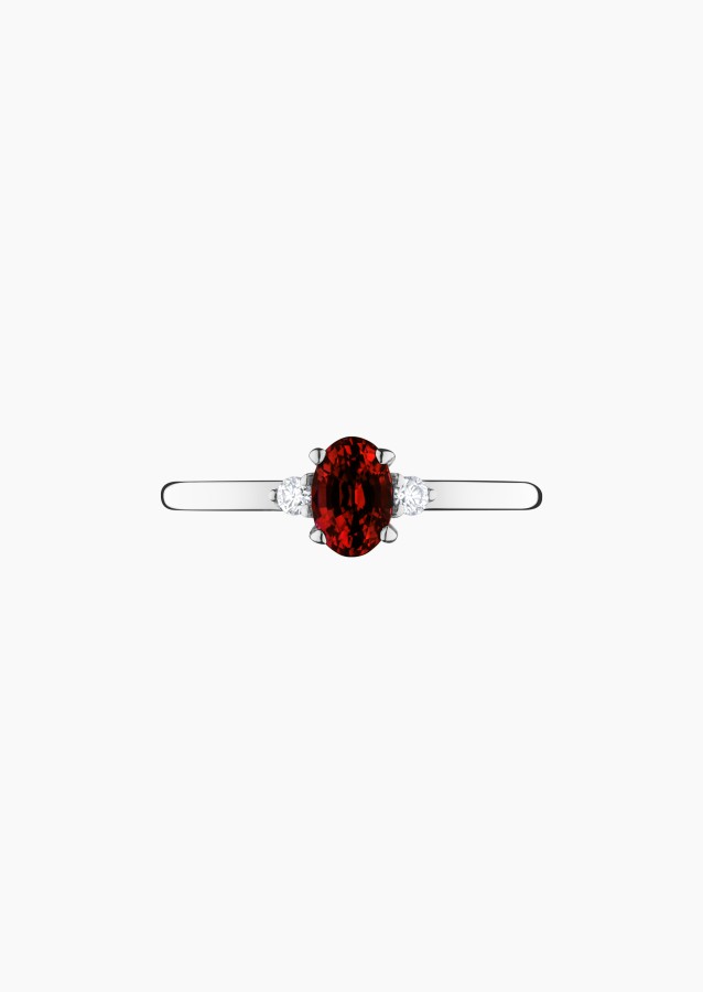 Roméo ring in white gold, oval ruby and diamonds – Maison Lepage, French jeweler and designer since 1922.