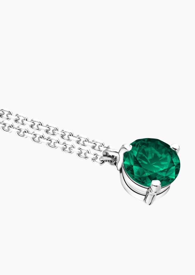 Collier Joli Coeur en or blanc et émeraude - Maison Lepage joaillier créateur français 1922