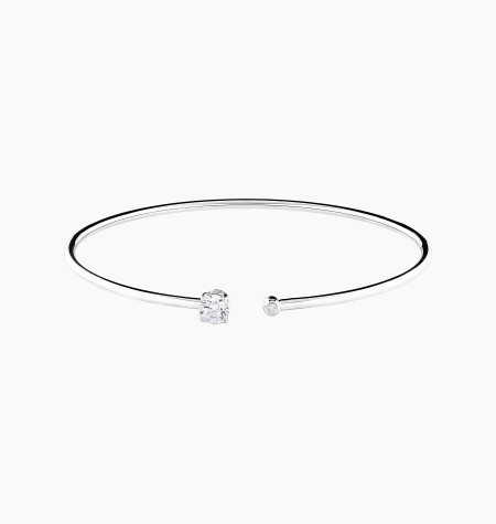 Bracelet jonc flexible Beguin en or blanc et diamants - Maison Lepage joaillier créateur français 1922