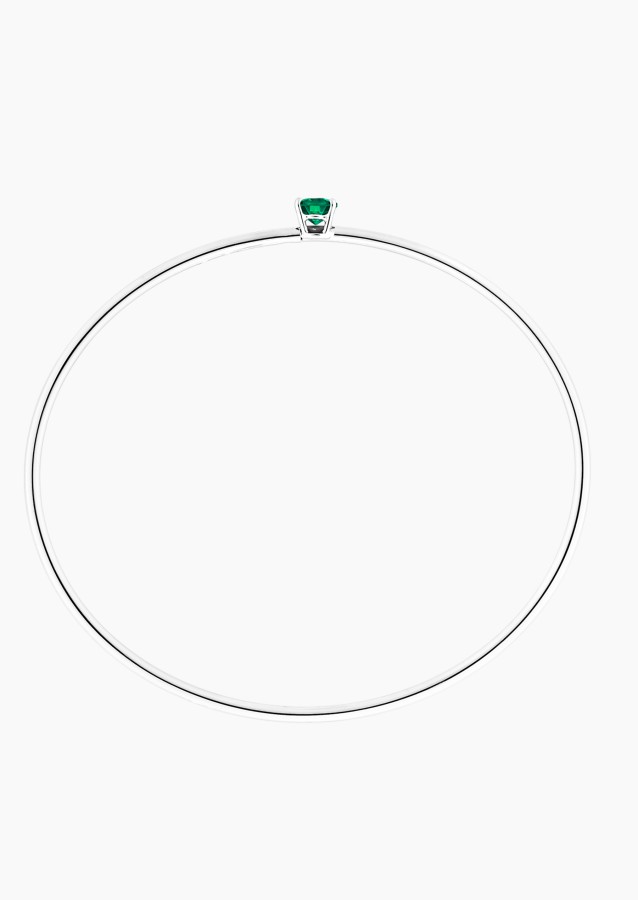 Pur flexible bangle bracelet in white gold with emerald – Maison Lepage, French jeweler and designer since 1922.