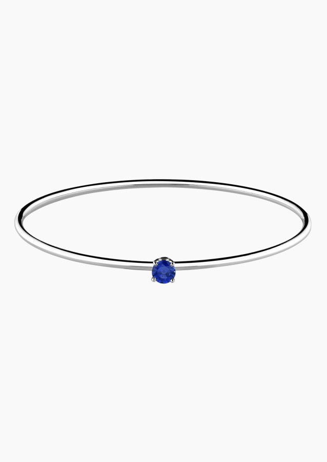 Bracelet jonc flexible Pur en or blanc et saphir bleu - Maison Lepage joaillier créateur français 1922