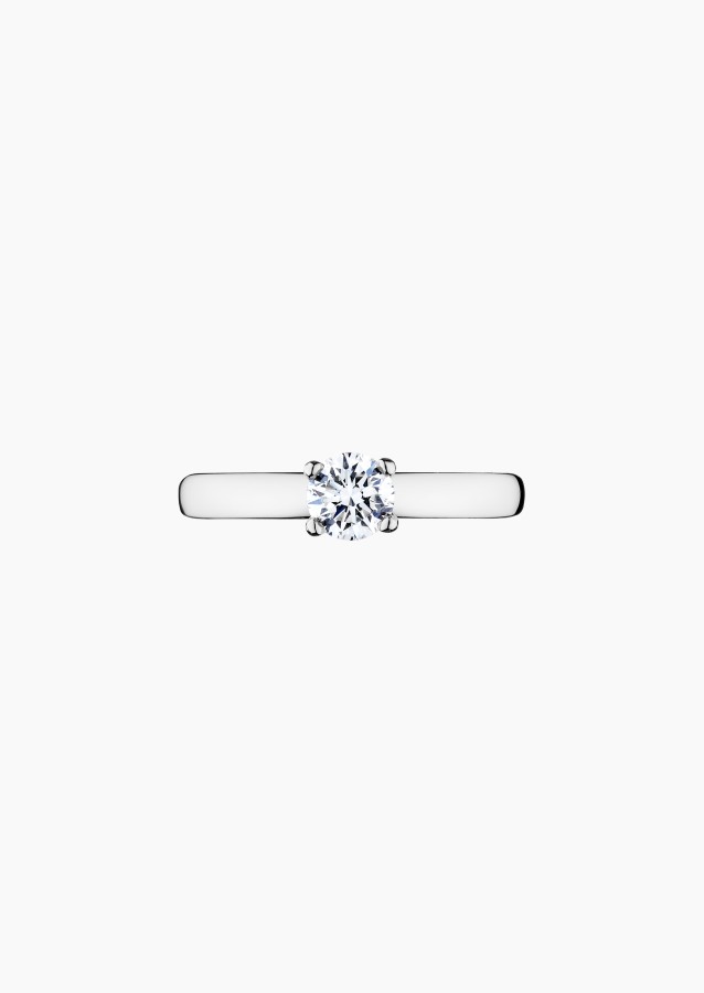 Emotion solitaire ring, engagement ring in 18k white gold with brilliant-cut diamond – Maison Lepage, French jeweler and designe