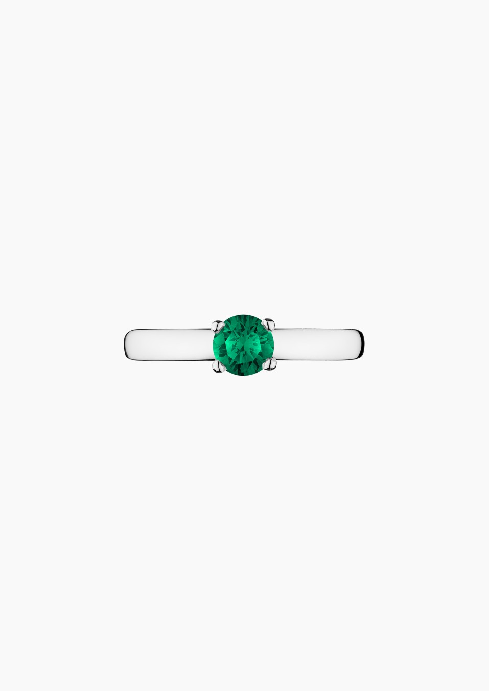 Evidence solitaire ring in white gold with emerald – Jewel by Maison Lepage, jeweler and designer since 1922.