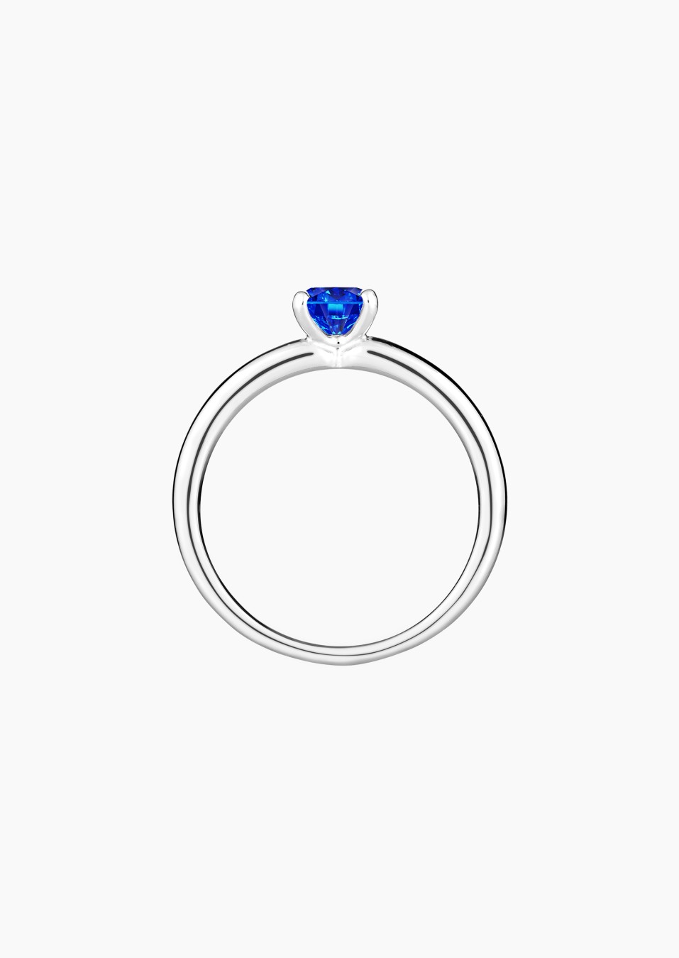 Evidence solitaire ring in 18k white gold with round blue sapphire – Jewel by Maison Lepage, French jeweler and designer since 1