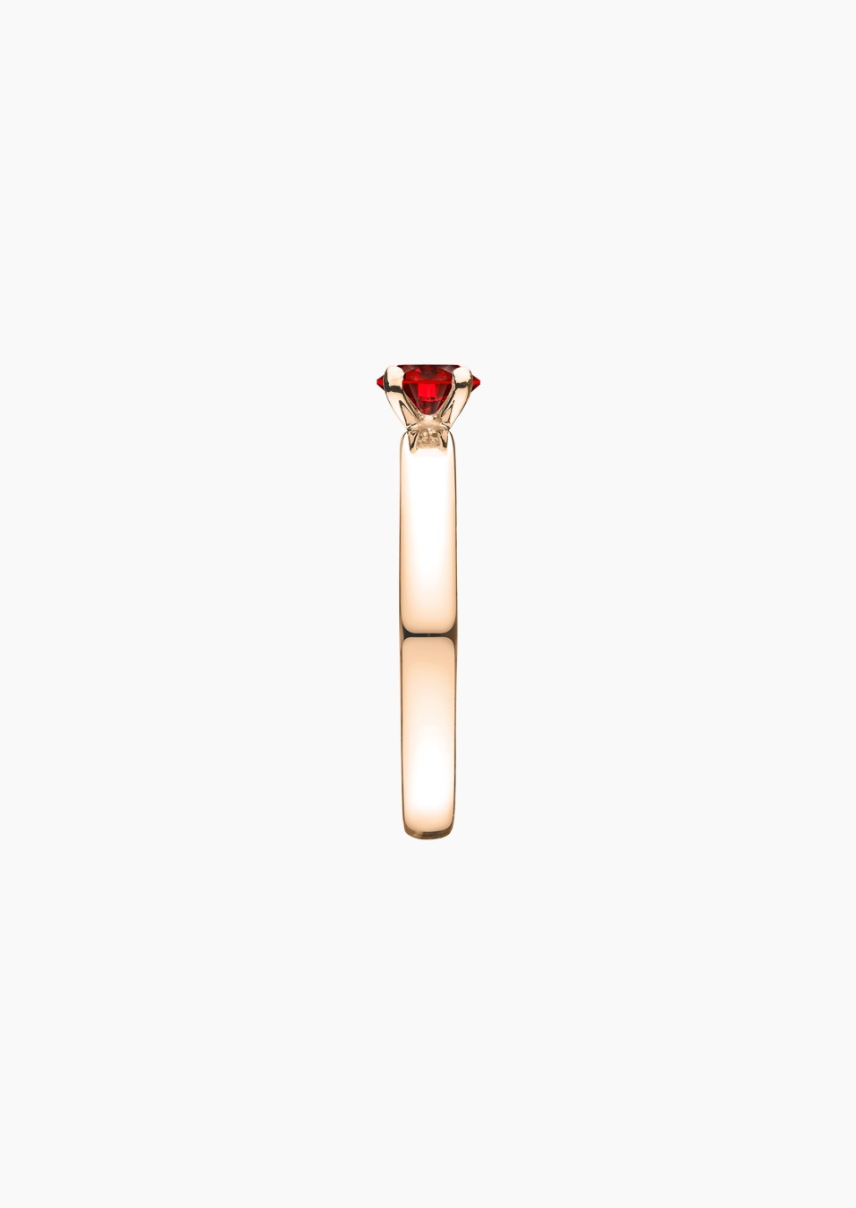 Evidence solitaire ring in 18k rose gold with round ruby – Jewel by Maison Lepage, French jeweler and designer since 1922.