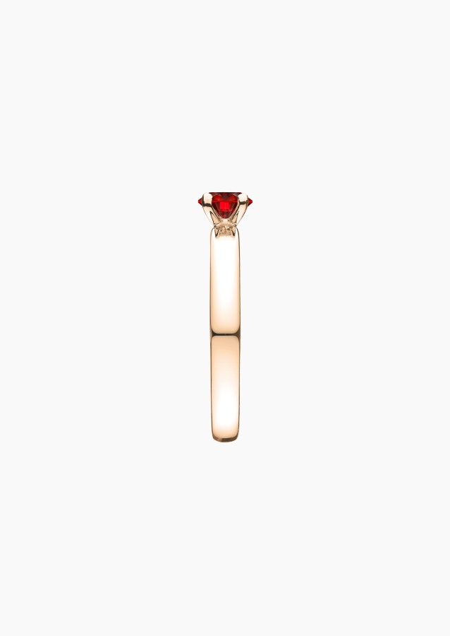 Evidence solitaire ring in 18k rose gold with round ruby – Jewel by Maison Lepage, French jeweler and designer since 1922.