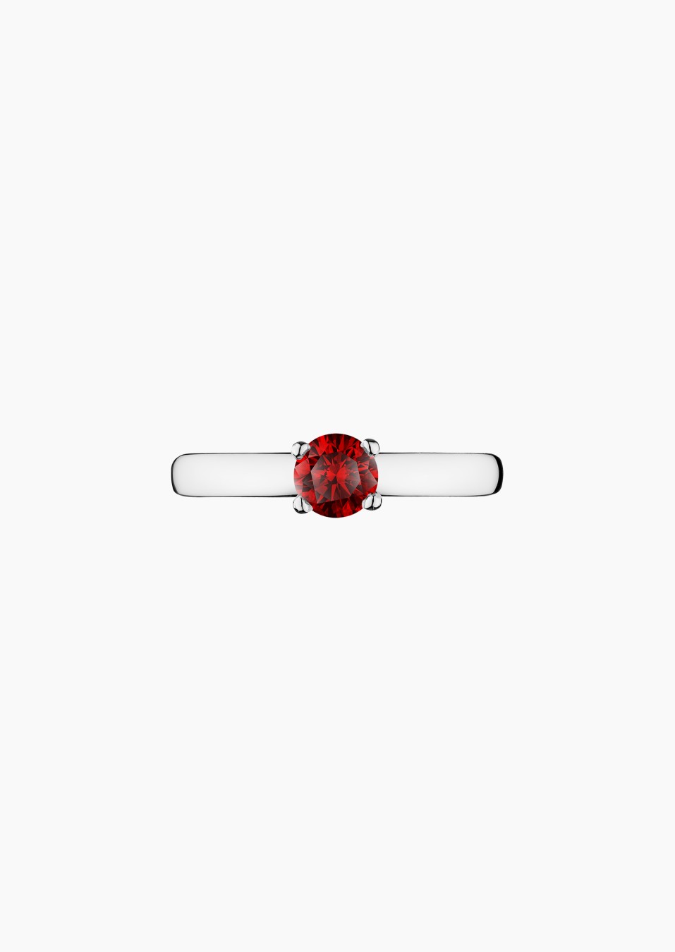 Evidence solitaire ring in 18k white gold with round ruby – Jewel by Maison Lepage, French jeweler and designer since 1922.