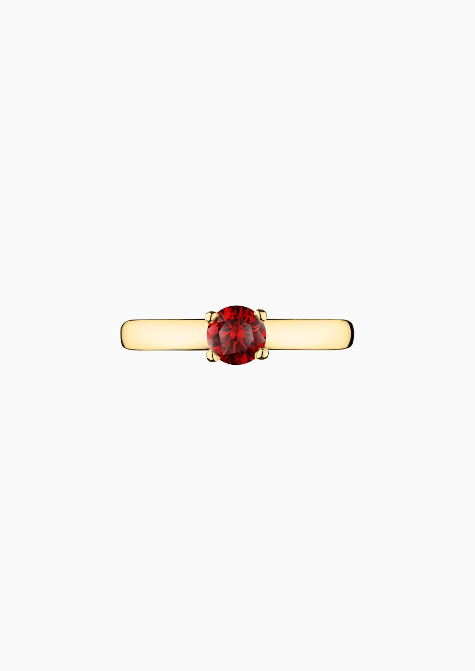 Evidence solitaire ring in 18k yellow gold with round ruby – Jewel by Maison Lepage, French jeweler and designer since 1922.