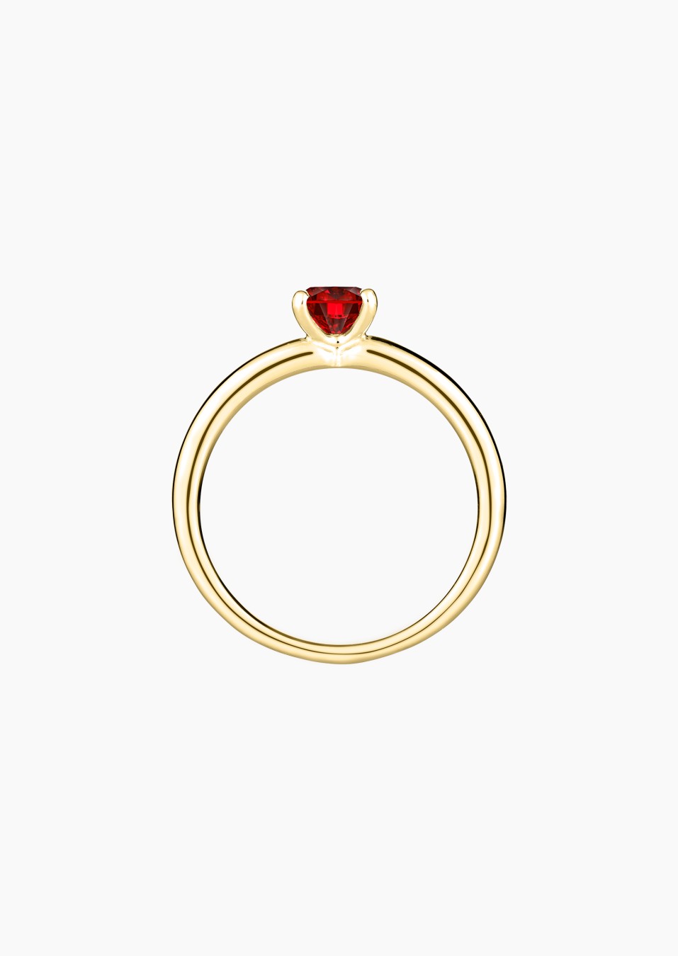 Evidence solitaire ring in 18k yellow gold with round ruby – Jewel by Maison Lepage, French jeweler and designer since 1922.