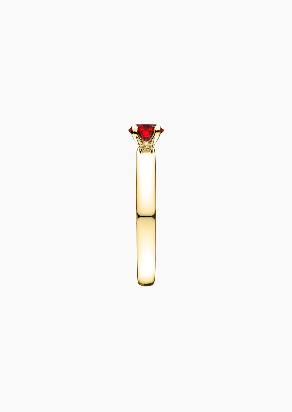 Evidence solitaire ring in 18k yellow gold with round ruby – Jewel by Maison Lepage, French jeweler and designer since 1922.