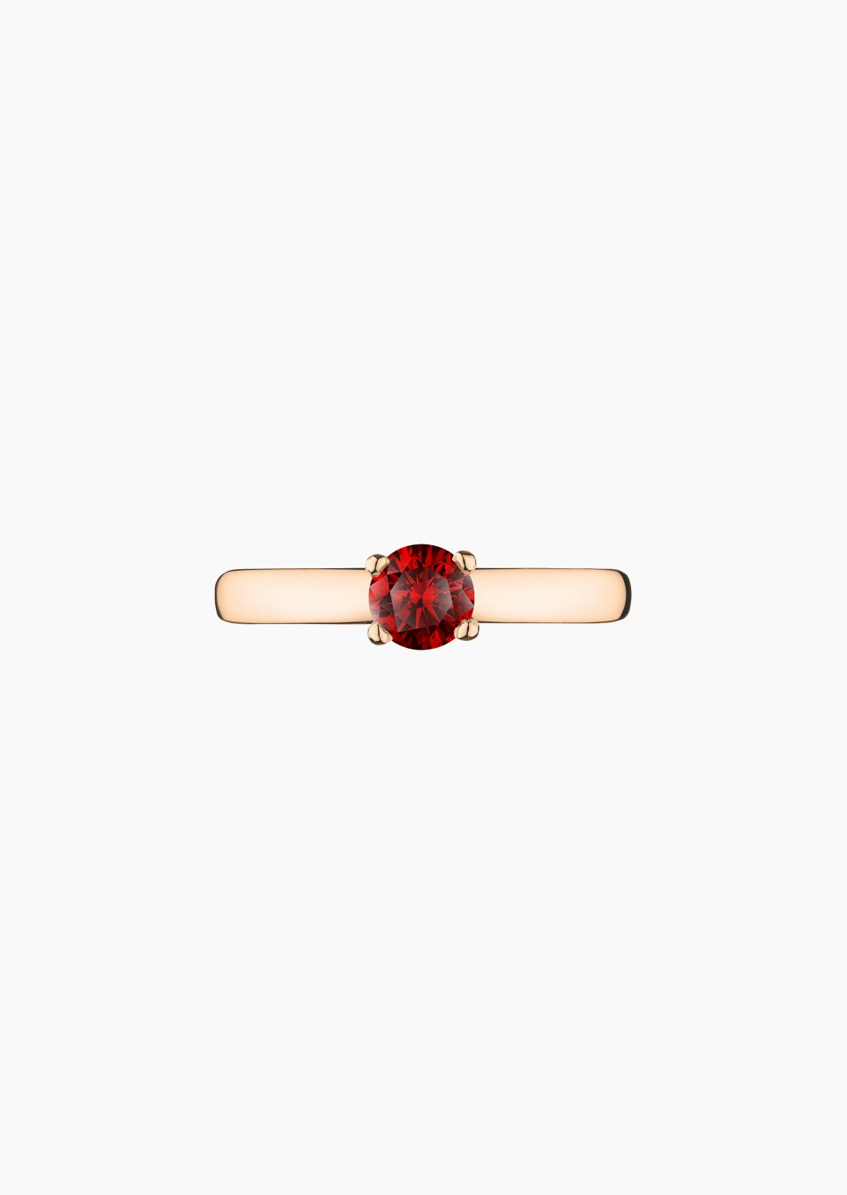 Evidence solitaire ring in 18k rose gold with round ruby – Jewel by Maison Lepage, French jeweler and designer since 1922.