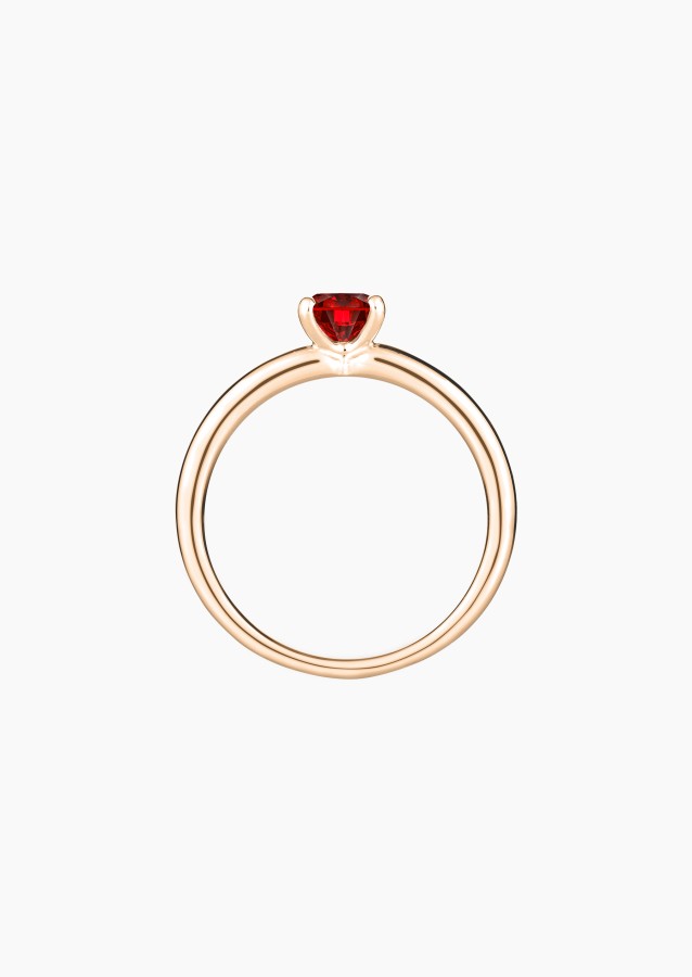 Solitaire Evidence, bague en or rose 750 et rubis rond - Bijou Maison Lepage joaillier créateur français 1922