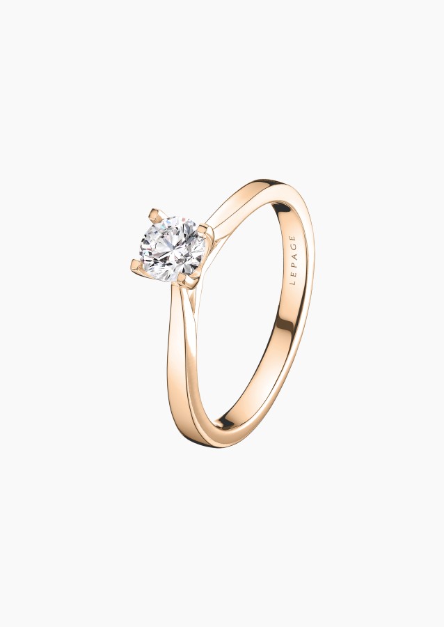 Cupidon solitaire ring, engagement ring in 18k rose gold with brilliant-cut diamond – Maison Lepage, French jeweler and designer