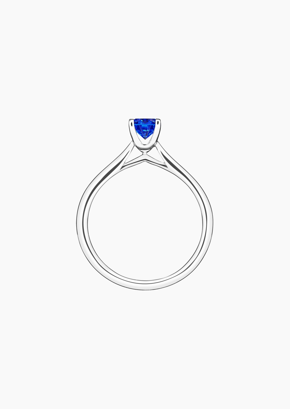 Cupidon solitaire ring in white gold with blue sapphire – Jewel by Maison Lepage, jeweler and designer since 1922.