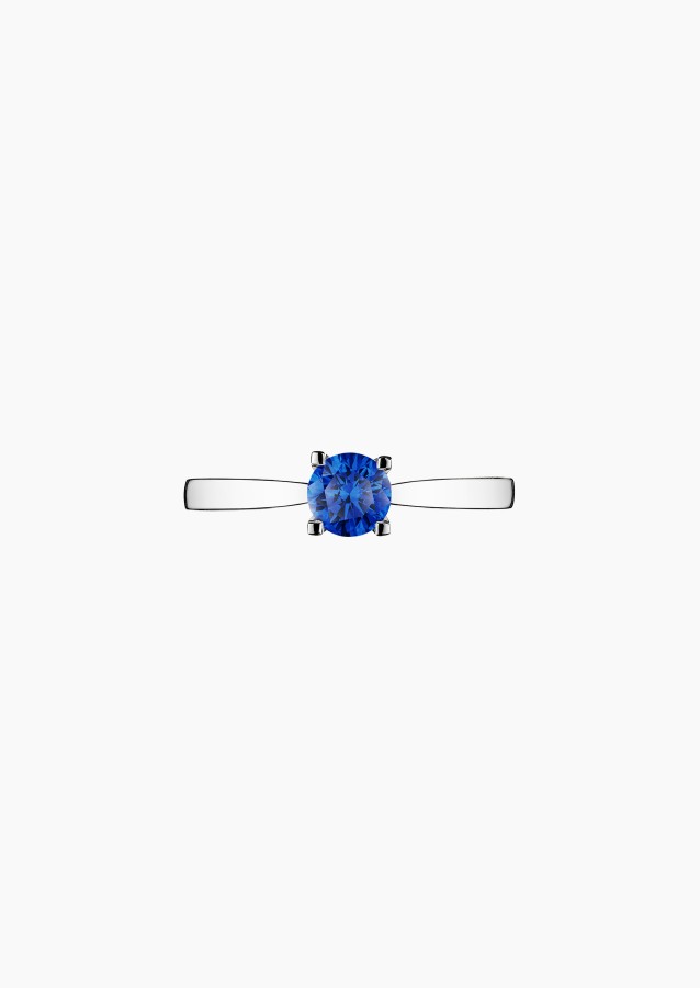 Cupidon solitaire ring in white gold with blue sapphire – Jewel by Maison Lepage, jeweler and designer since 1922.