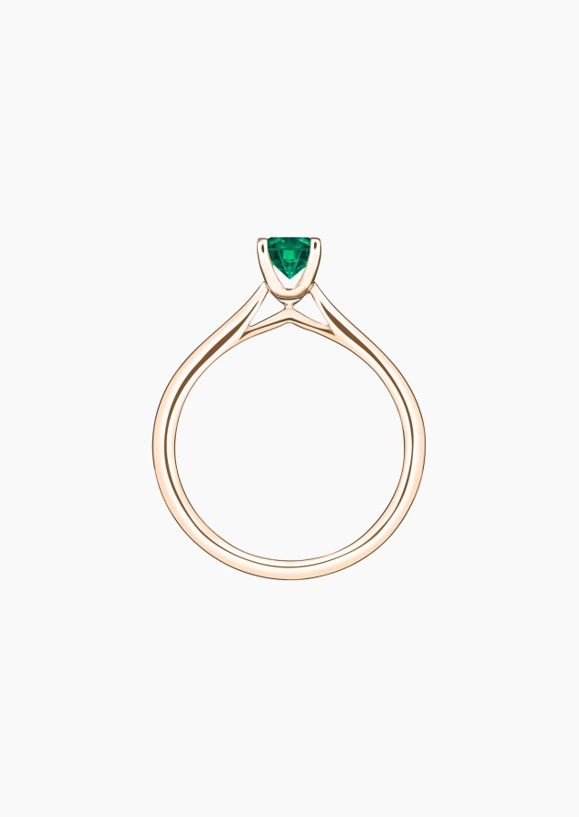 Cupidon solitaire ring in rose gold with emerald – Jewel by Maison Lepage, jeweler and designer since 1922.