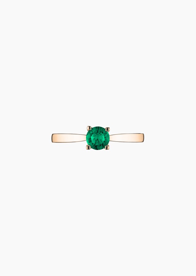Cupidon solitaire ring in rose gold with emerald – Jewel by Maison Lepage, jeweler and designer since 1922.