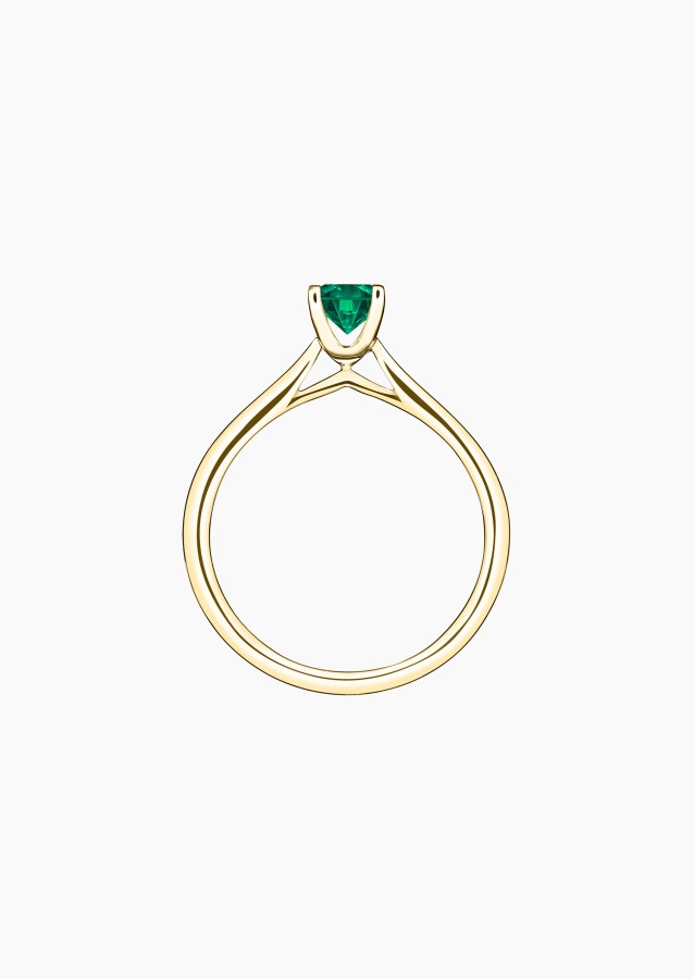Cupidon solitaire ring in yellow gold with emerald – Jewel by Maison Lepage, jeweler and designer since 1922.