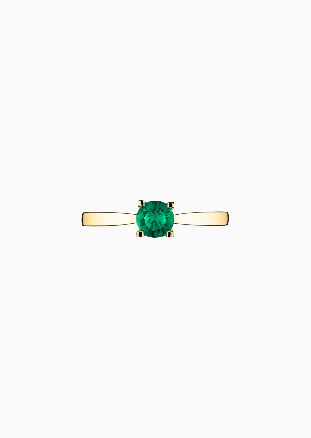 Cupidon solitaire ring in yellow gold with emerald – Jewel by Maison Lepage, jeweler and designer since 1922.