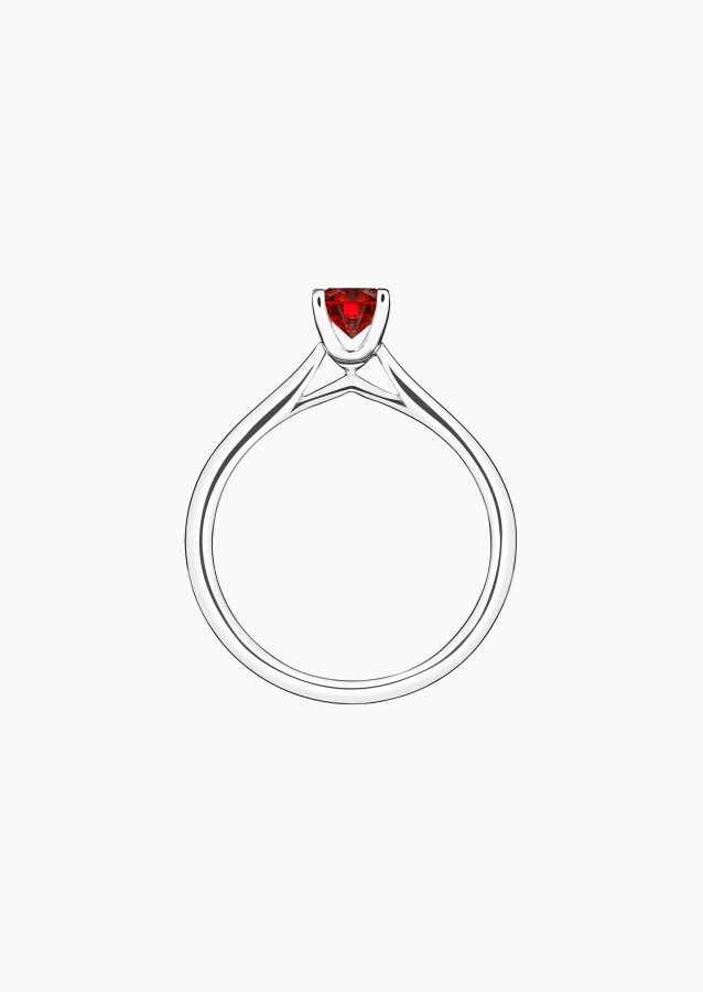 Cupidon solitaire ring in white gold with ruby – Jewel by Maison Lepage, jeweler and designer since 1922.
