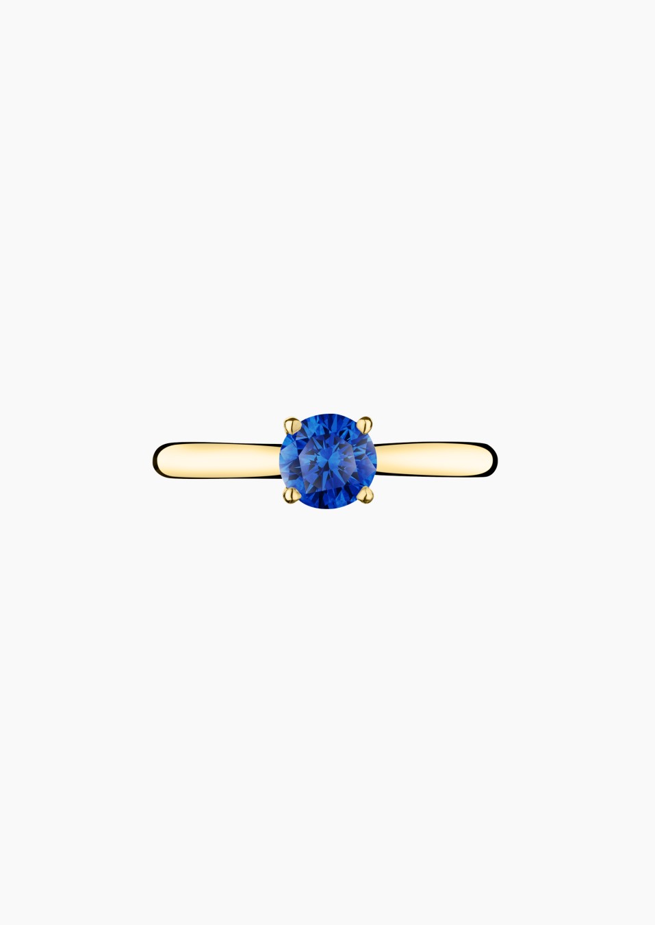 Solitaire Foudre, bague en or jaune et saphir bleu - Maison Lepage joaillier créateur français 1922