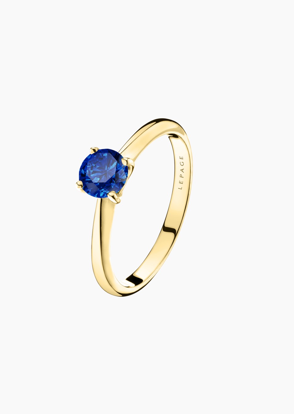 Foudre solitaire ring in yellow gold with blue sapphire – Jewel by Maison Lepage, jeweler and designer since 1922.