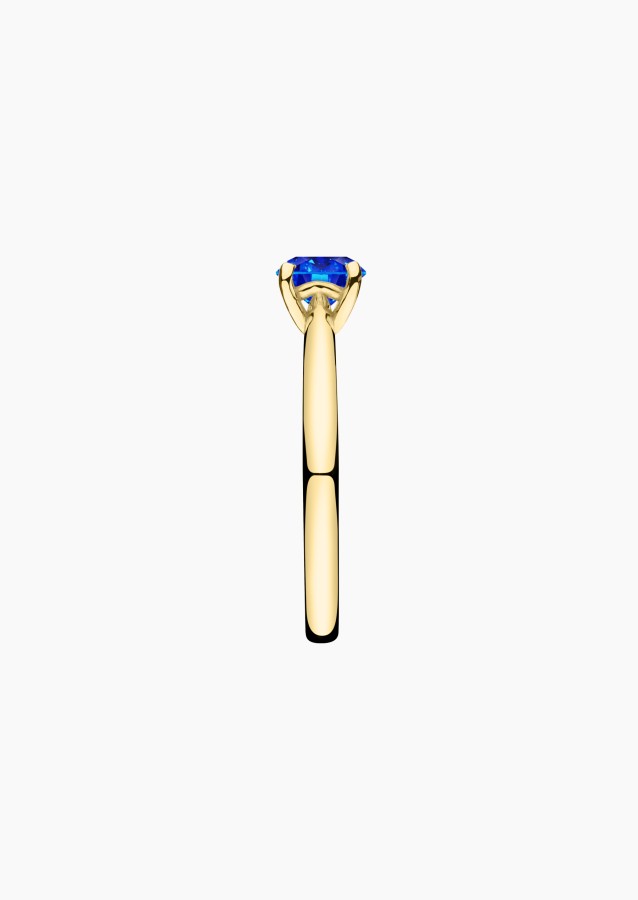 Foudre solitaire ring in yellow gold with blue sapphire – Jewel by Maison Lepage, jeweler and designer since 1922.