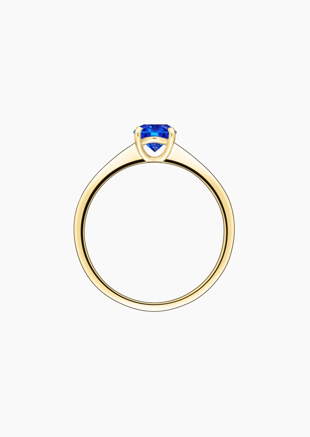 Foudre solitaire ring in yellow gold with blue sapphire – Jewel by Maison Lepage, jeweler and designer since 1922.