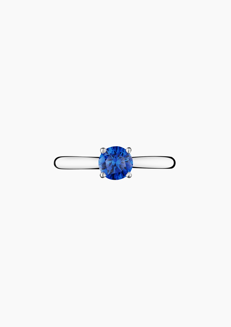 Foudre solitaire ring in white gold with blue sapphire – Jewel by Maison Lepage, jeweler and designer since 1922.