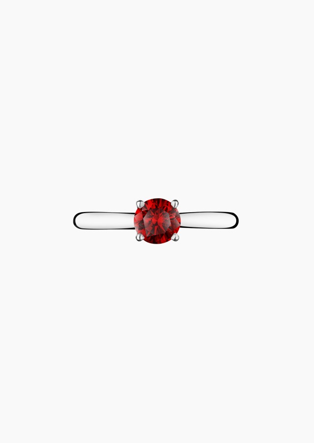 Solitaire Foudre, bague en or blanc et rubis - Maison Lepage joaillier créateur français 1922