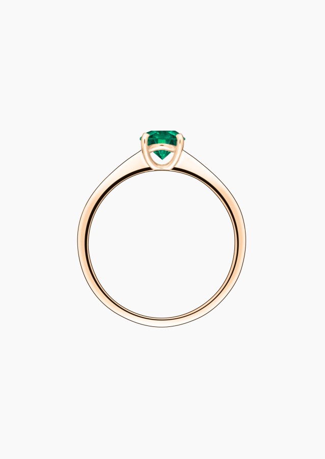 Foudre solitaire ring in rose gold with emerald – Jewel by Maison Lepage, jeweler and designer since 1922.
