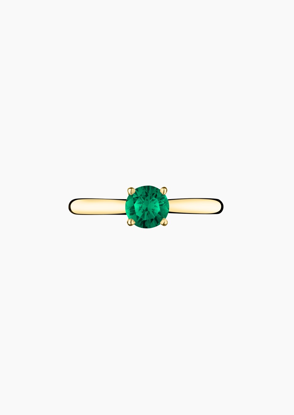 Foudre solitaire ring in yellow gold with emerald – Jewel by Maison Lepage, jeweler and designer since 1922.