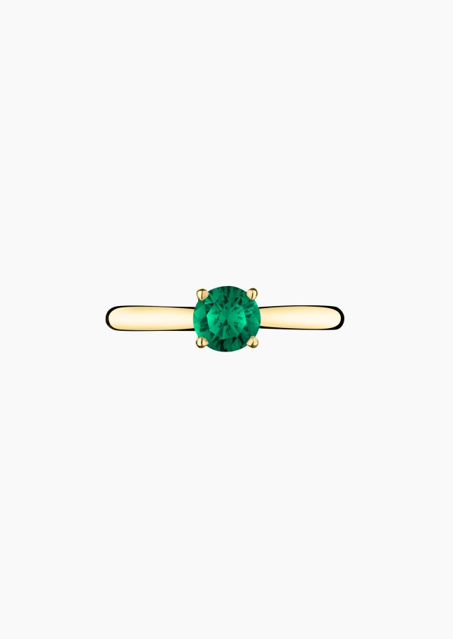 Foudre solitaire ring in yellow gold with emerald – Jewel by Maison Lepage, jeweler and designer since 1922.