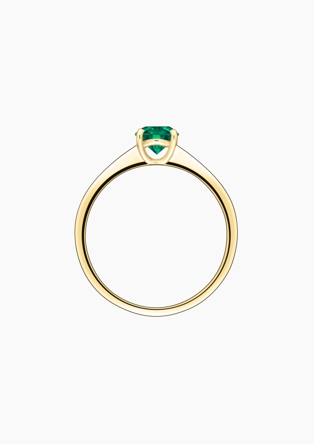 Foudre solitaire ring in yellow gold with emerald – Jewel by Maison Lepage, jeweler and designer since 1922.