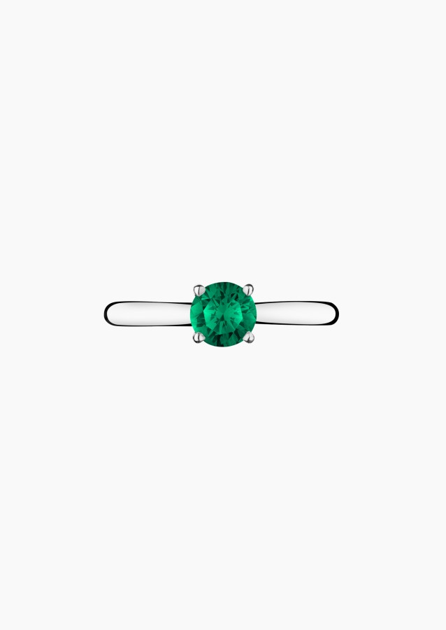Foudre solitaire ring in white gold with emerald – Jewel by Maison Lepage, jeweler and designer since 1922.