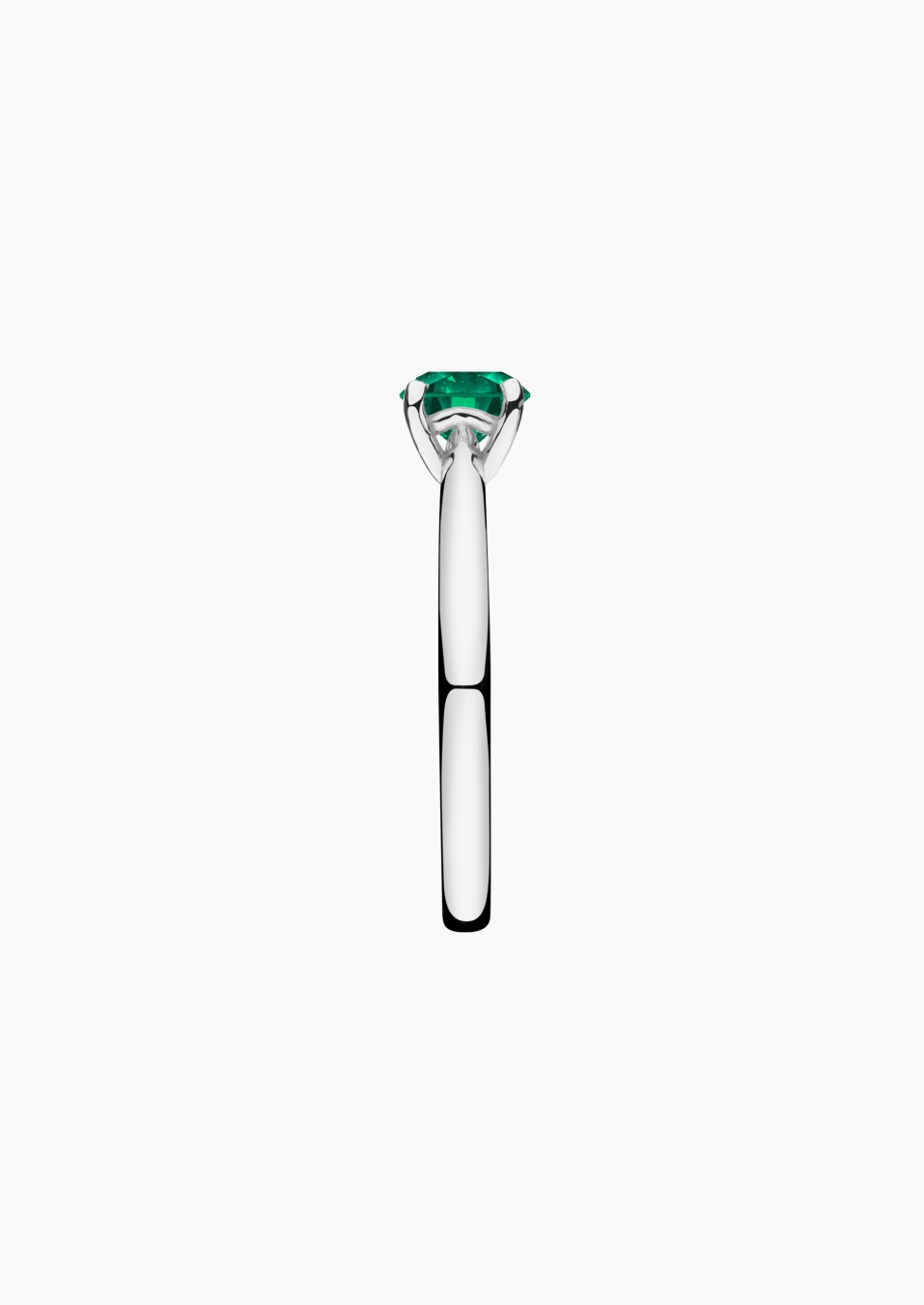 Foudre solitaire ring in white gold with emerald – Jewel by Maison Lepage, jeweler and designer since 1922.